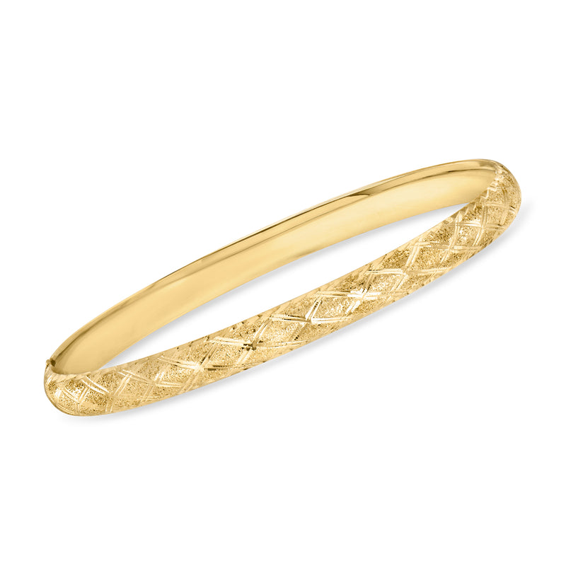 10kt yellow gold vintage bangle bracelet with textured diamond-cut design