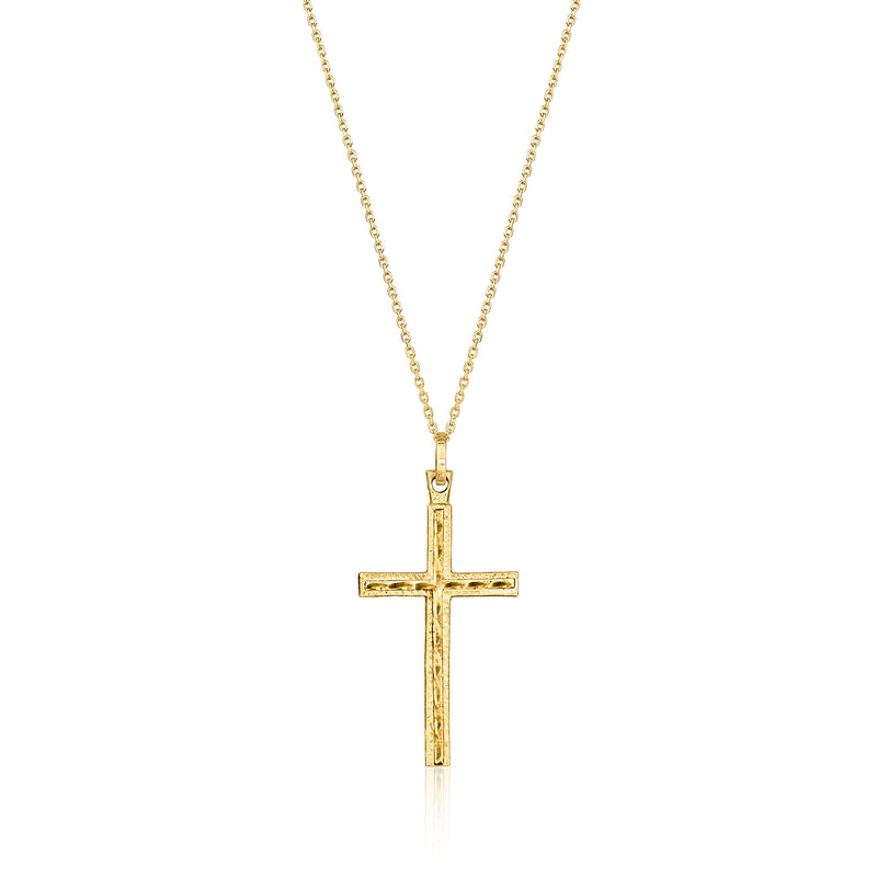 Vintage 14kt yellow gold cross pendant necklace with matching chain