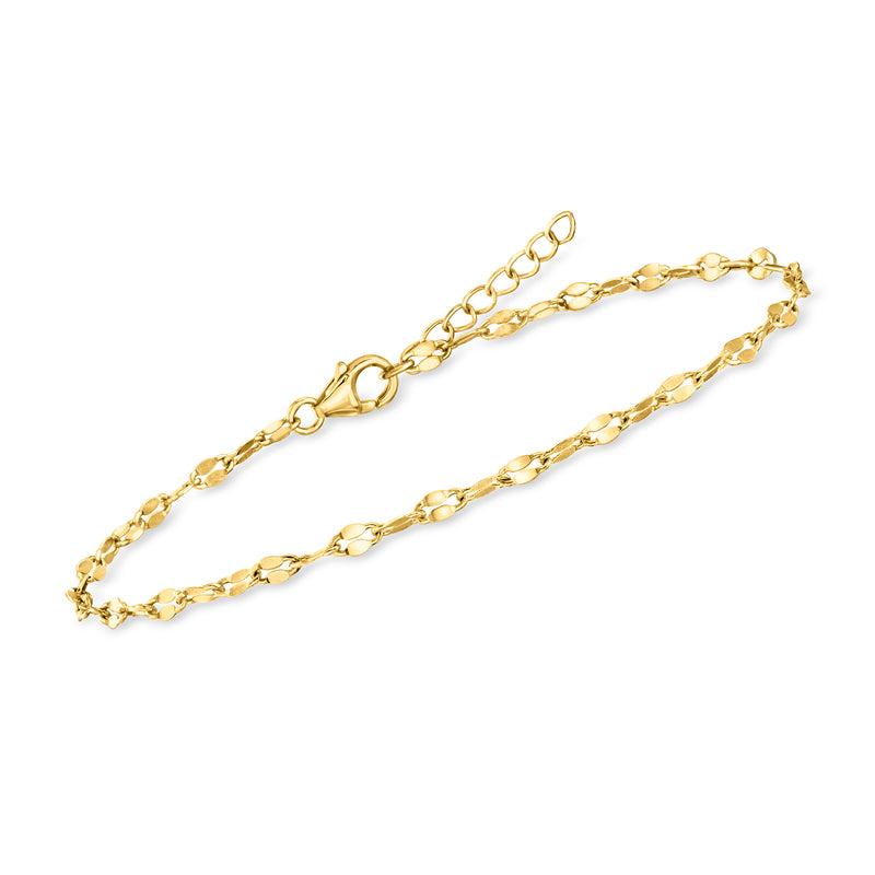 Gold-tone link anklets with textured sections and small clasp end details