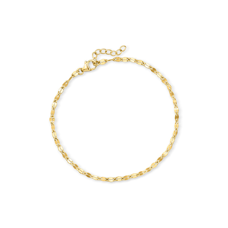 Gold-tone link anklet with small round clasp and fine chain detail