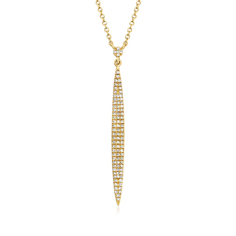 Vintage .45 ct marquise diamond drop necklace in 14kt yellow gold, long pendant