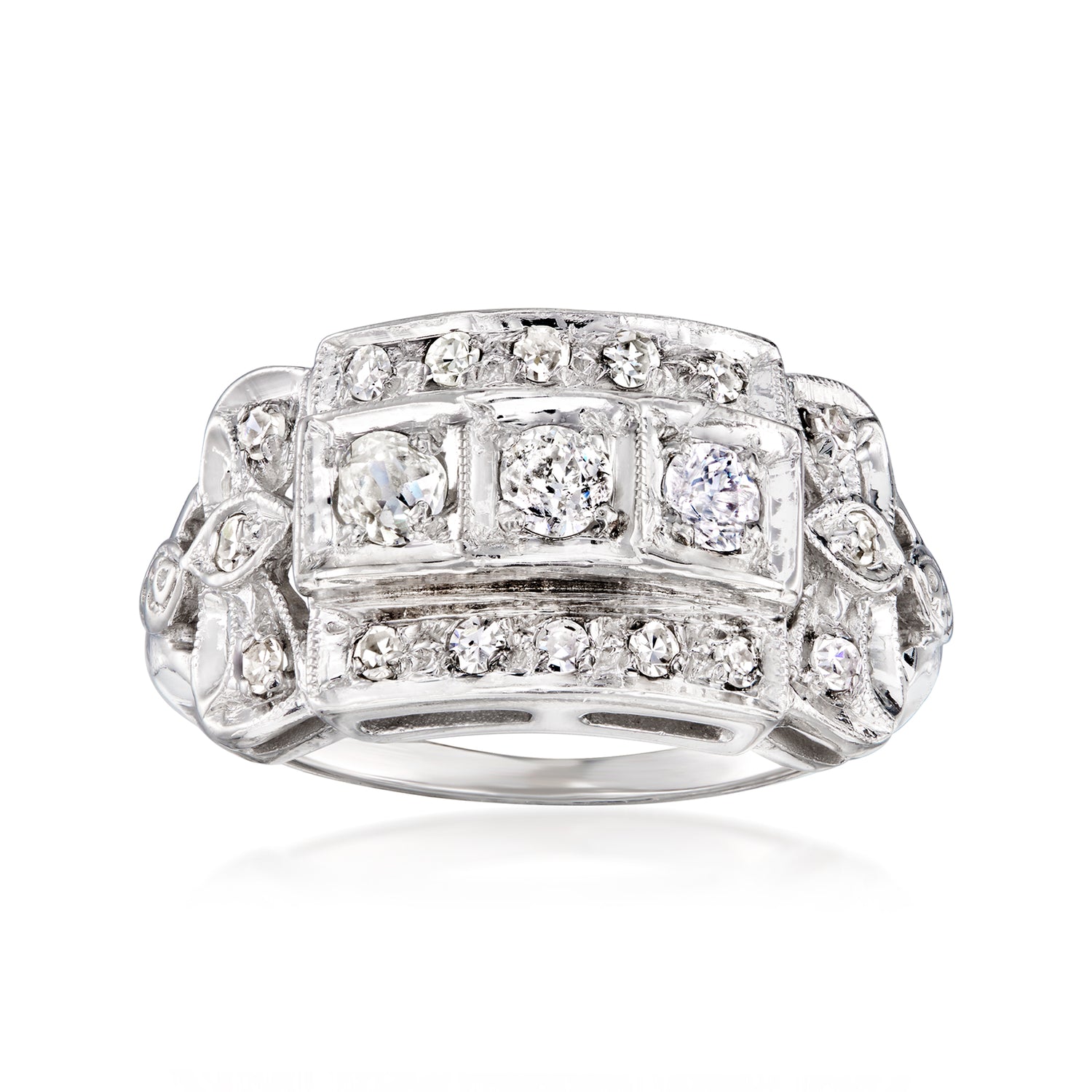 C. 1950 Vintage .70 ct. t.w. Diamond Ring in 14kt White Gold