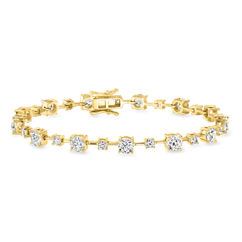 6.75 ct. t.w. CZ Station Bracelet in 18kt Gold Over Sterling