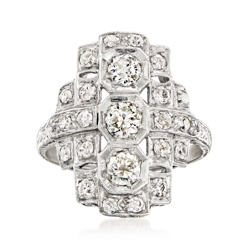 Platinum geometric diamond cluster ring with square settings and round stones