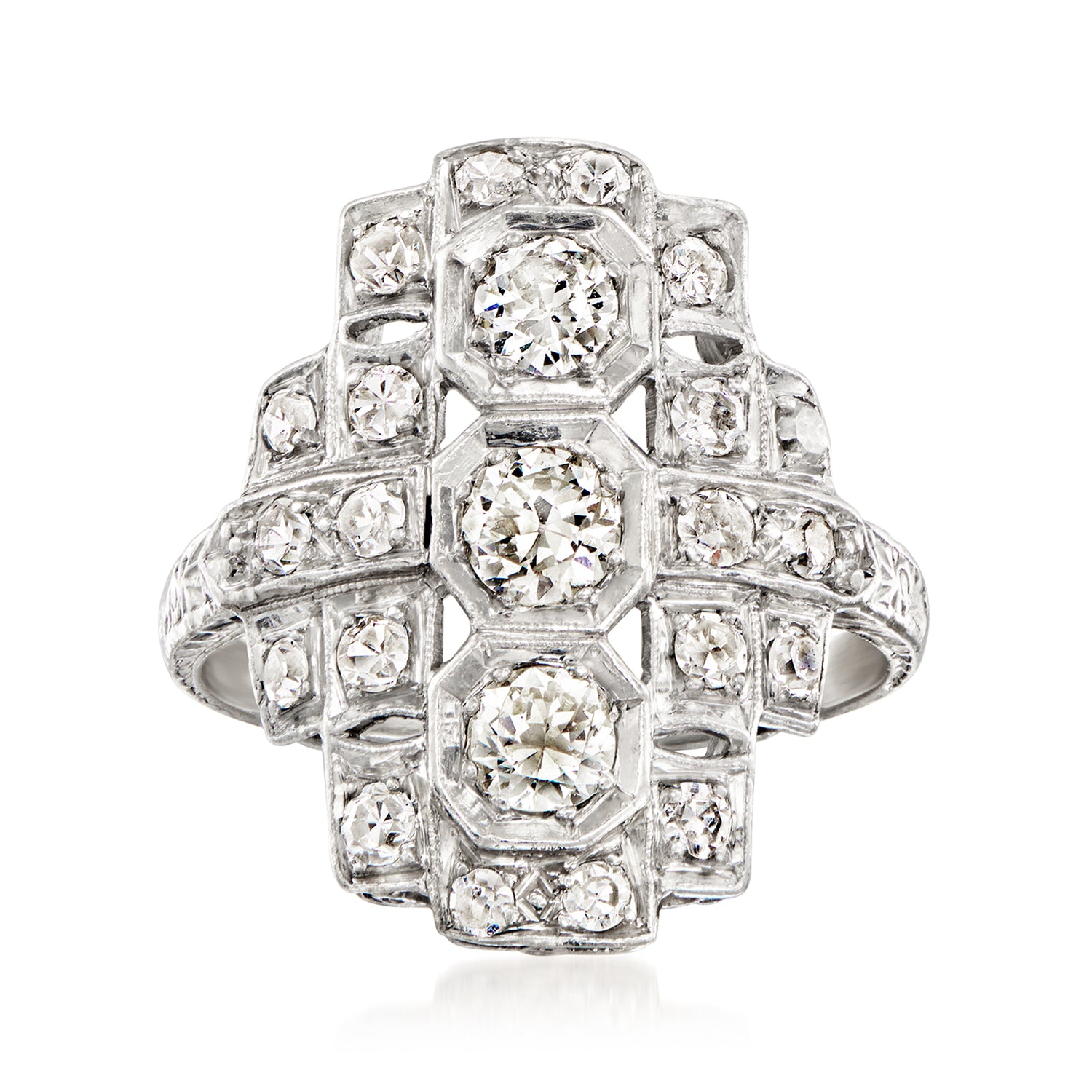 C. 2000 Vintage .95 ct. t.w. Diamond Geometric Ring in Platinum