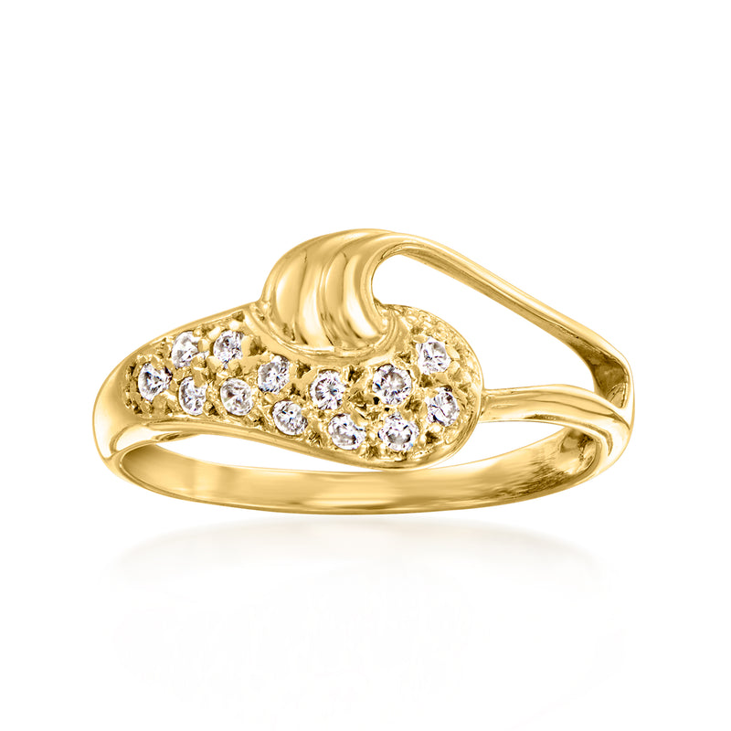 14kt yellow gold open loop ring with diamond cluster setting