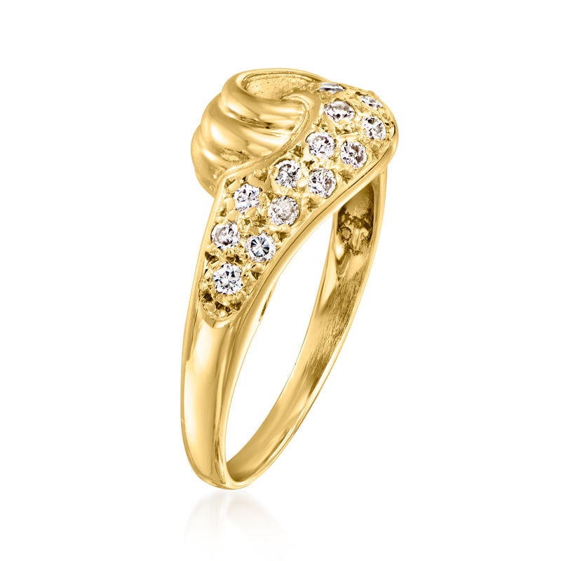 Vintage 14kt yellow gold open loop ring with diamond accents