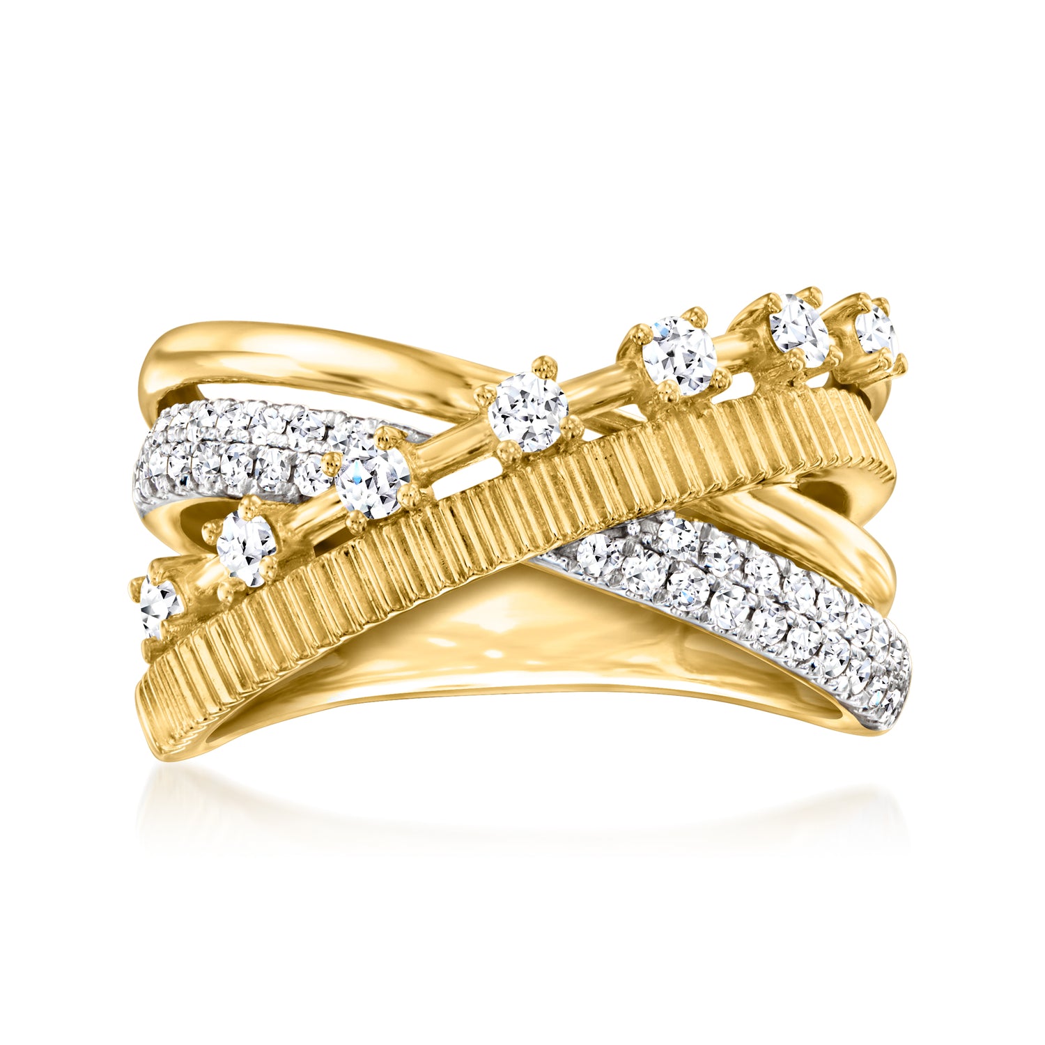 .50 ct. t.w. Lab Grown Diamond Crisscross Ring in 18kt Gold Over Sterling