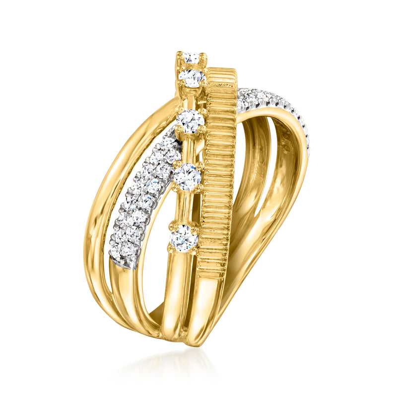 Lab-grown diamond crisscross ring in gold over sterling