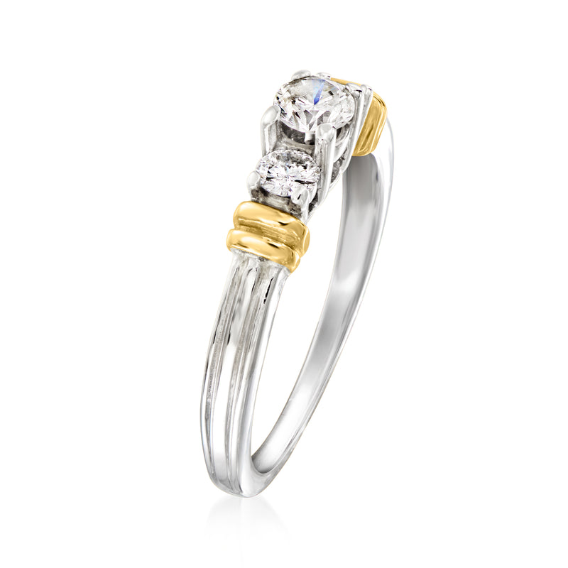 C. 1990 Vintage .55 ct. t.w. Diamond Three-Stone Ring in 14kt Two-Tone Gold. Size 7