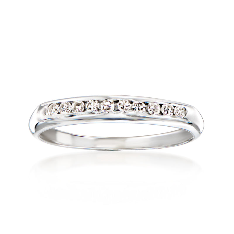 Vintage 14kt white gold diamond ring with row of round-cut stones across band