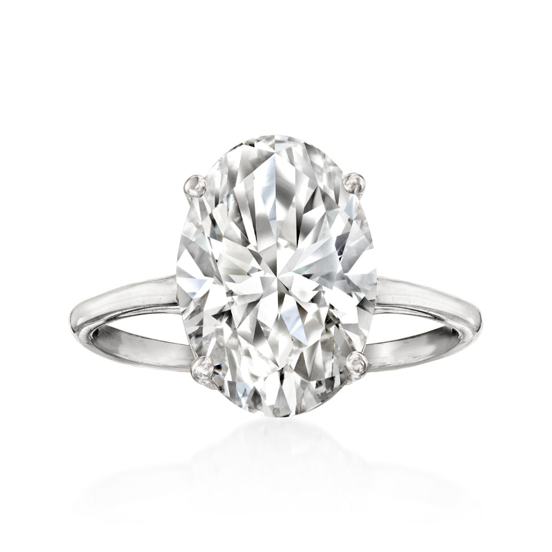 Oval lab-grown diamond solitaire ring in 14kt white gold, six-prong setting