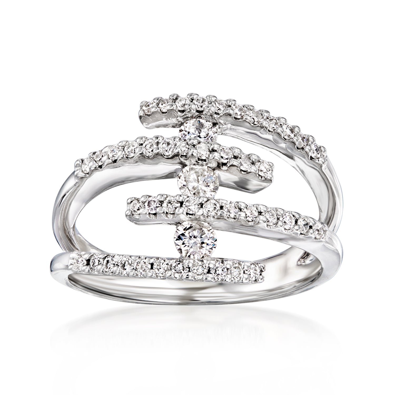 C. 1990 Vintage .85 ct. t.w. Diamond Spiral Ring in 14kt White Gold