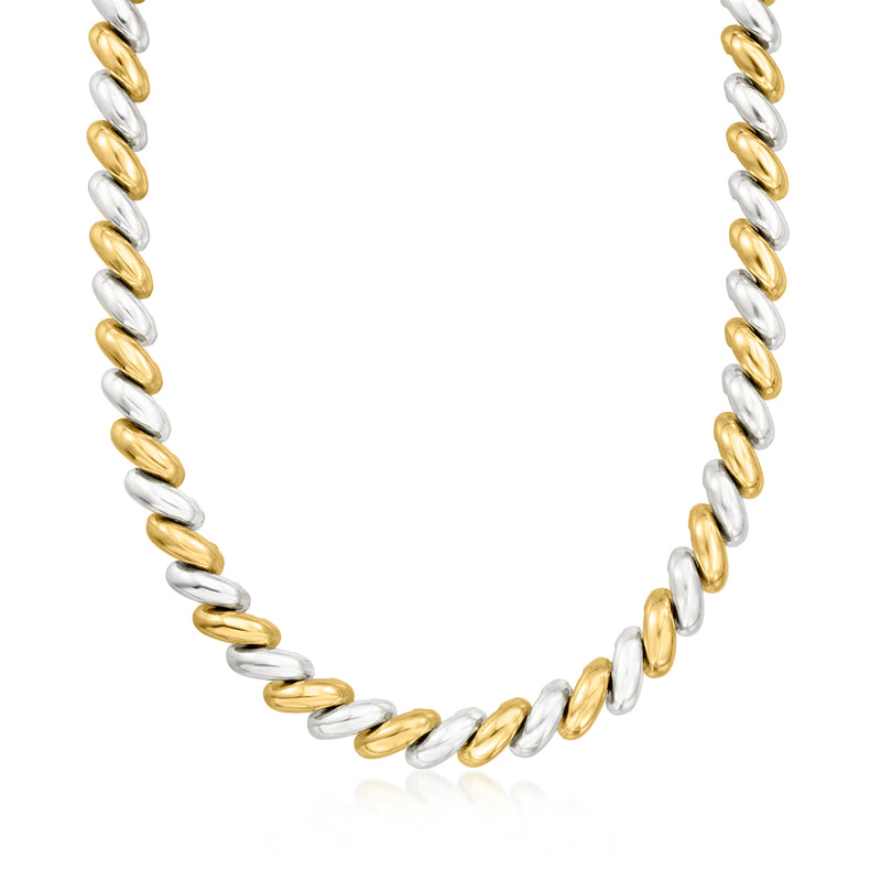San Marco necklace with alternating gold and silver oval link chain