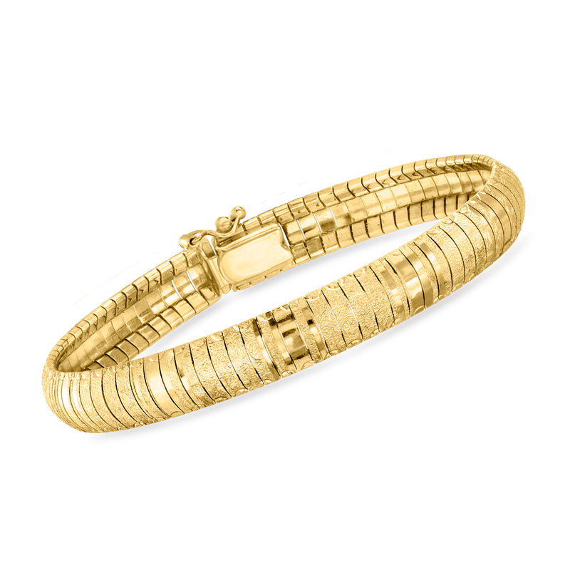 14kt yellow gold Omega bracelet with hinged clasp, vintage stacked links