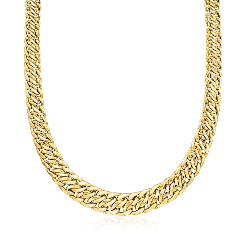 Vintage 14kt yellow gold graduated fancy-link chain necklace, bold curb links