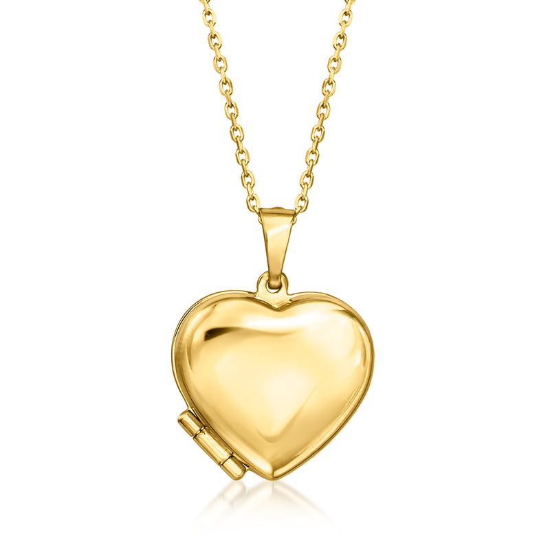 18kt gold vermeil heart pendant necklace with polished heart charm and link chain