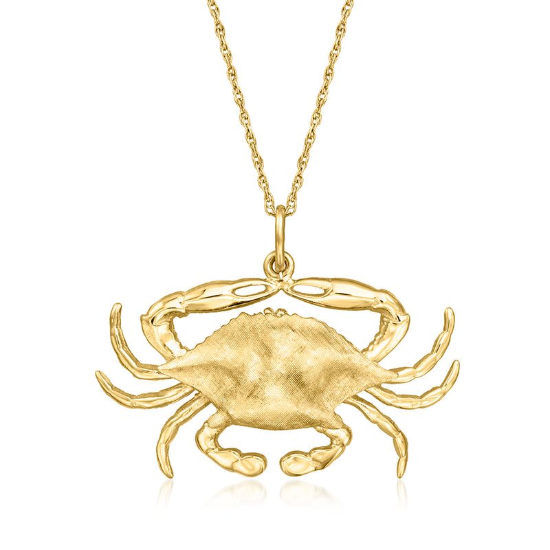 Vintage 14kt yellow gold crab pendant necklace with gold chain
