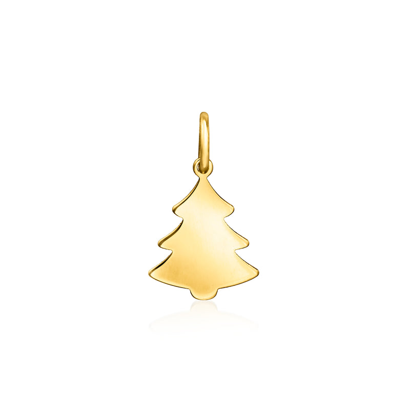 14kt yellow gold Christmas tree charm with hanging loop