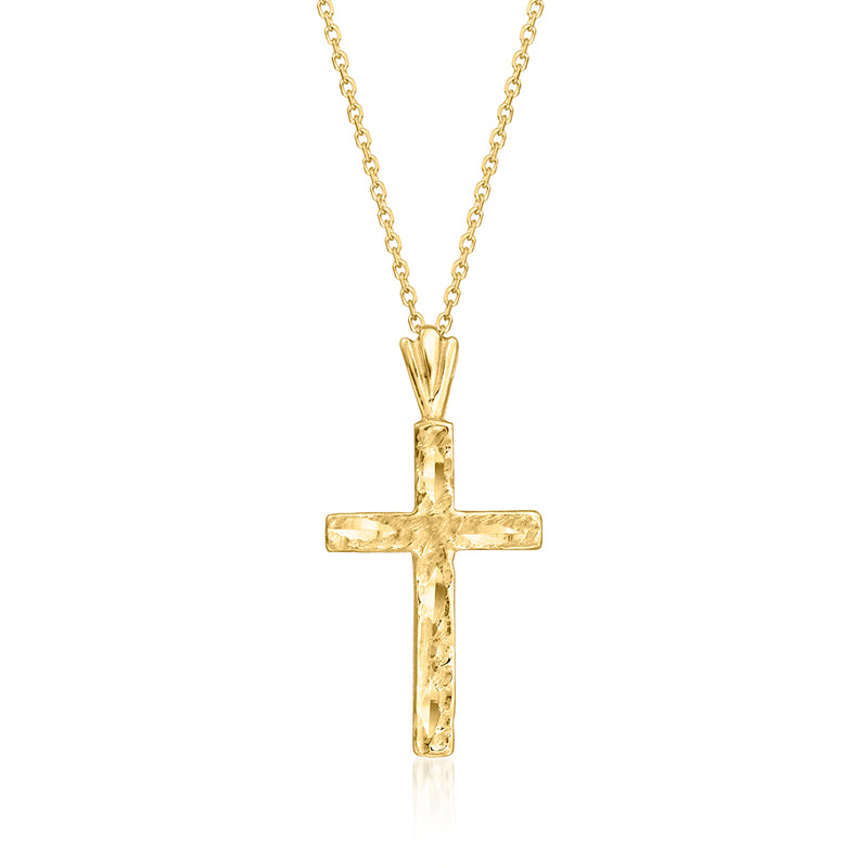 Vintage 14kt yellow gold cross pendant on a gold chain necklace