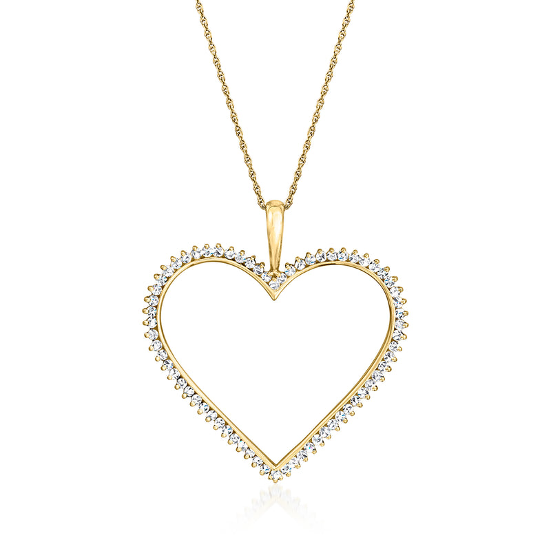 14kt yellow gold heart pendant necklace with diamond halo, on chain