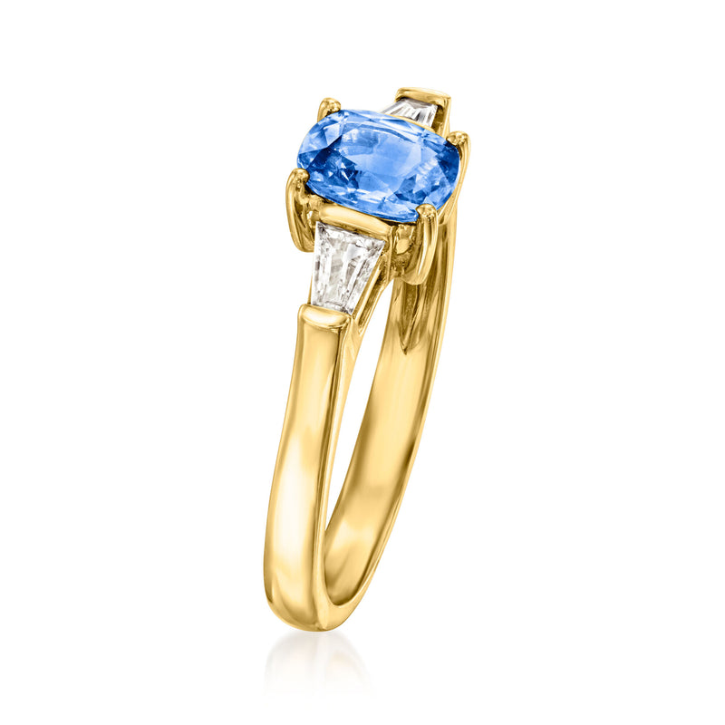 1.10 Carat Sapphire Ring with .18 ct. t.w. Diamonds in 18kt Yellow Gold