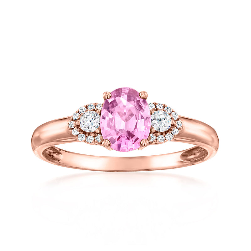 1.00 Carat Pink Sapphire Ring with .22 ct. t.w. Diamonds in 18kt Rose Gold