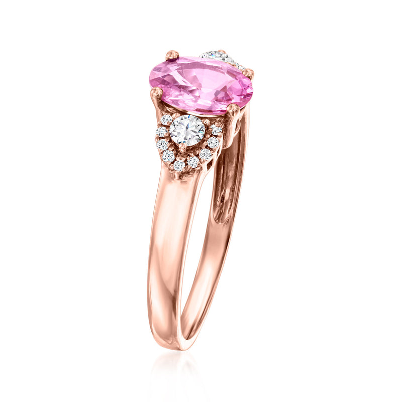 1.00 Carat Pink Sapphire Ring with .22 ct. t.w. Diamonds in 18kt Rose Gold
