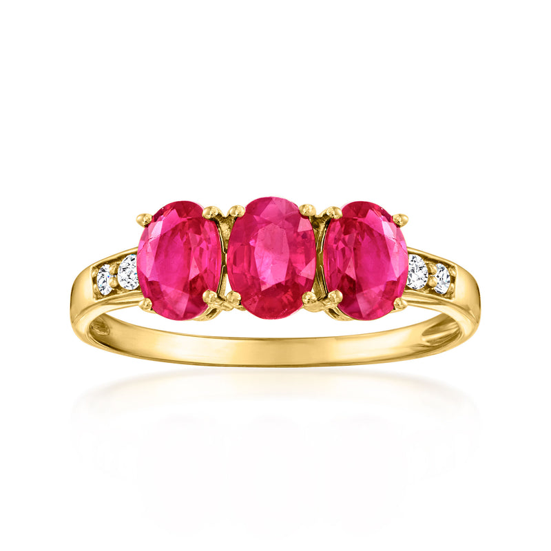 1.70 ct. t.w. Ruby Ring with Diamonds in 18kt Yellow Gold