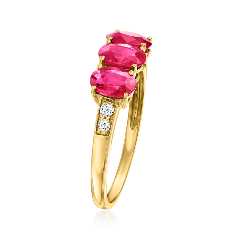 1.70 ct. t.w. Ruby Ring with Diamonds in 18kt Yellow Gold