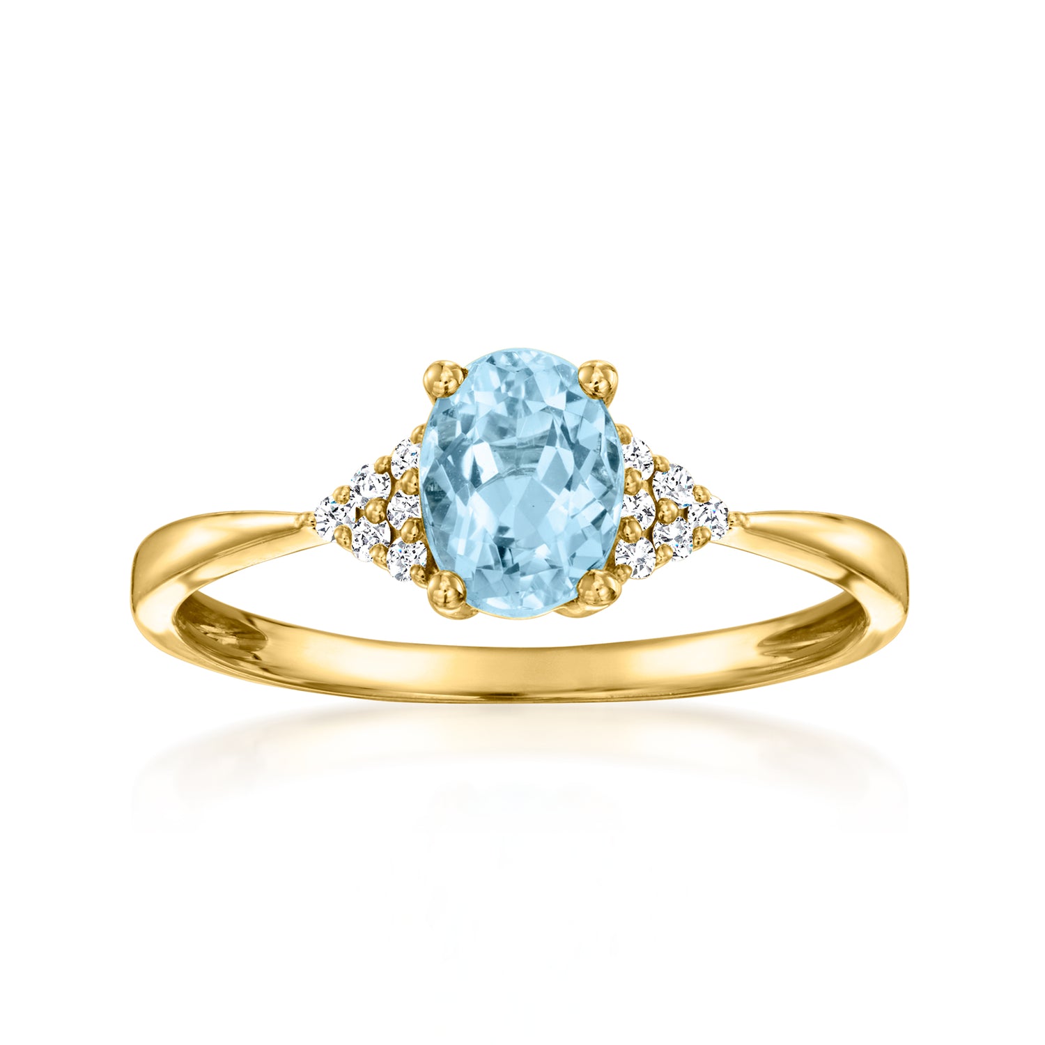 Ross-simons .90 Carat Aquamarine Ring With Diamonds In 18kt Yellow Gold