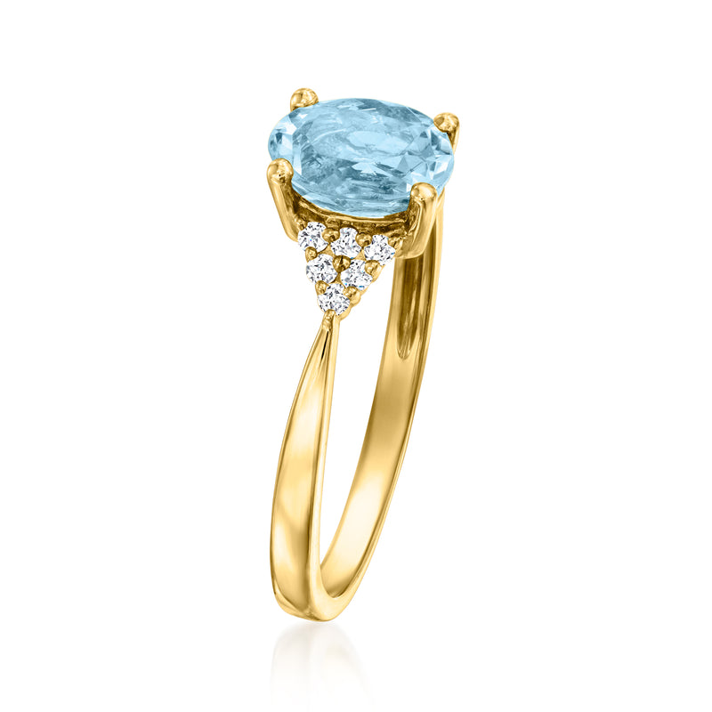 Aquamarine ring with diamond accents in 18kt yellow gold