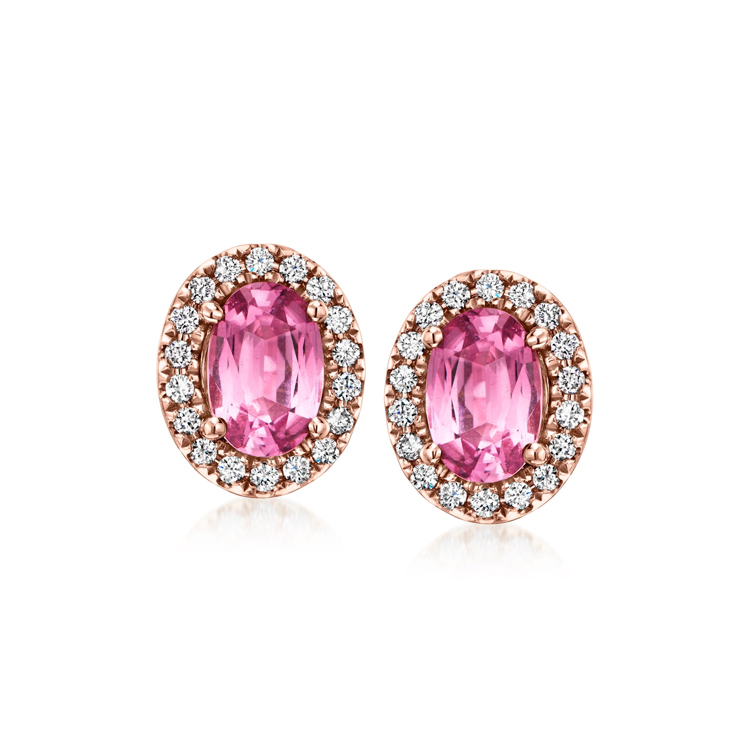 1.20 ct. t.w. Pink Spinel and .20 ct. t.w. Diamond Earrings in 18kt Rose Gold