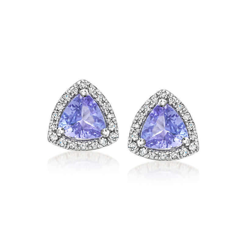 1.00 ct. t.w. Tanzanite Earrings with .14 ct. t.w. Diamonds in 14kt White Gold