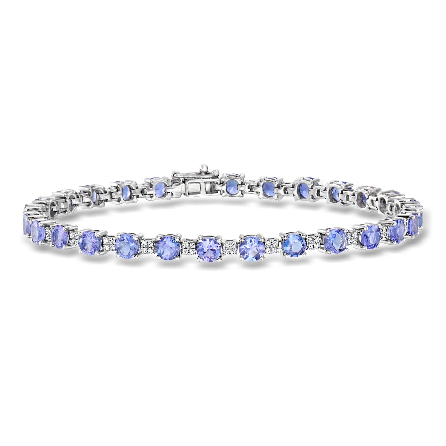 7.25 ct. t.w. Tanzanite Bracelet with .48 ct. t.w. Diamonds in 18kt White Gold