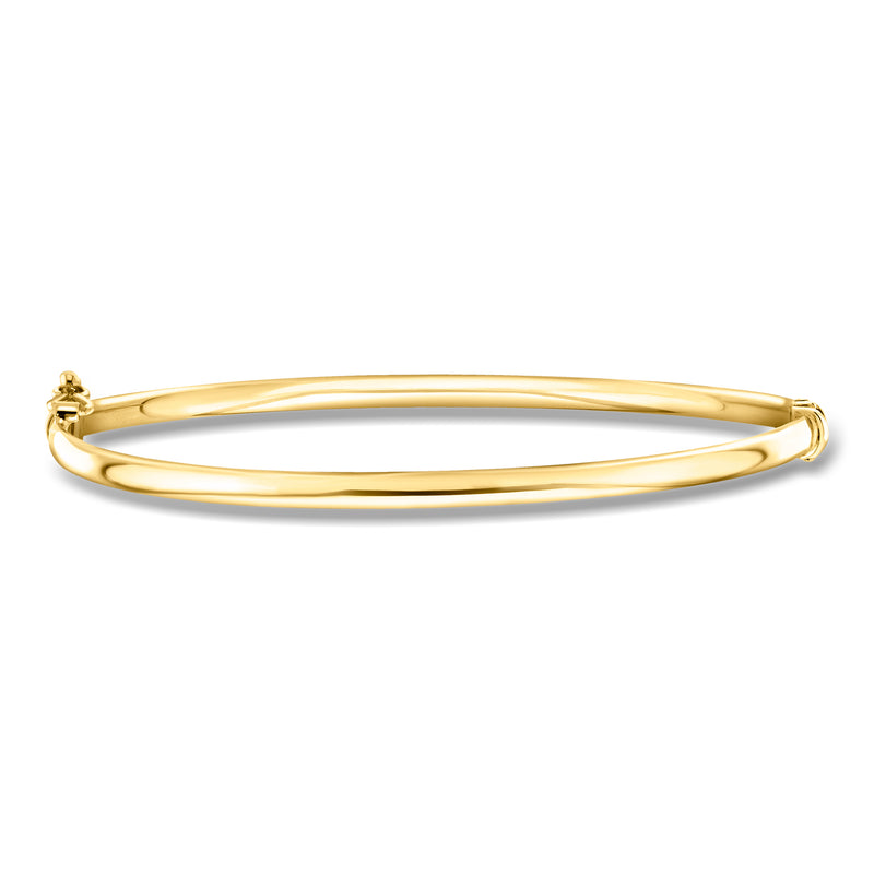 10kt yellow gold bangle bracelet with hinged clasp and small end caps