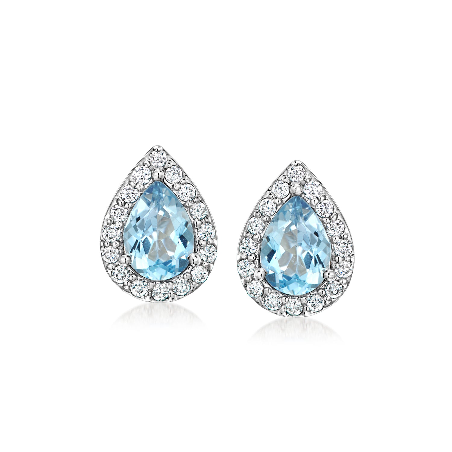 100 ct tw Aquamarine and 26 ct tw Diamond Earrings in 18kt White Gold