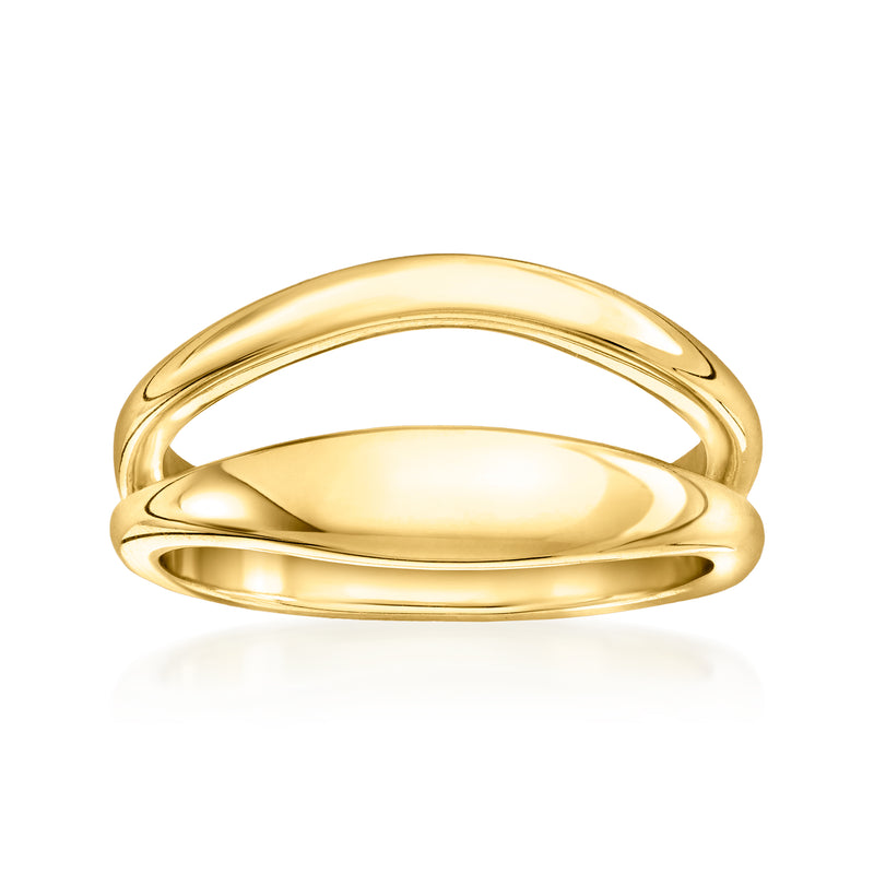Two-row gold over sterling ring, polished 18kt gold tone, smooth wide band