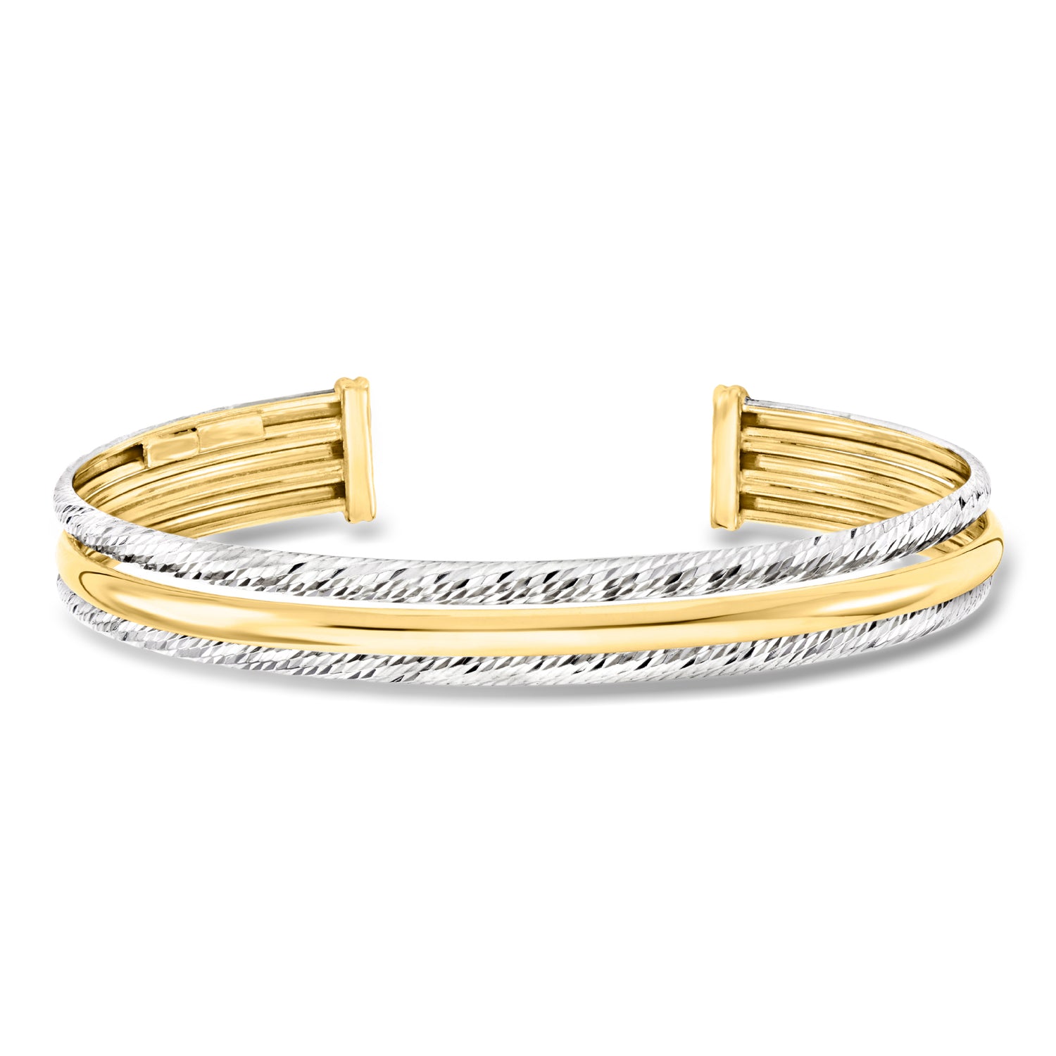 Italian Sterling Silver and 18kt Gold Over Sterling Cuff Bracelet