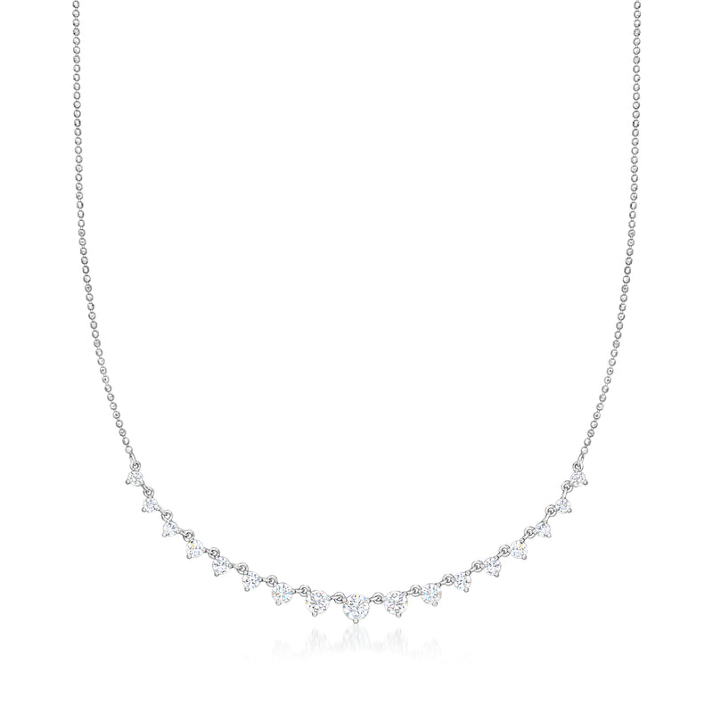 Graduated CZ necklace in sterling silver with linked sparkle stations