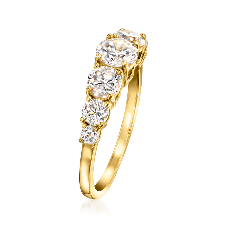 18kt gold over sterling CZ ring with three clustered round stones in gold settings