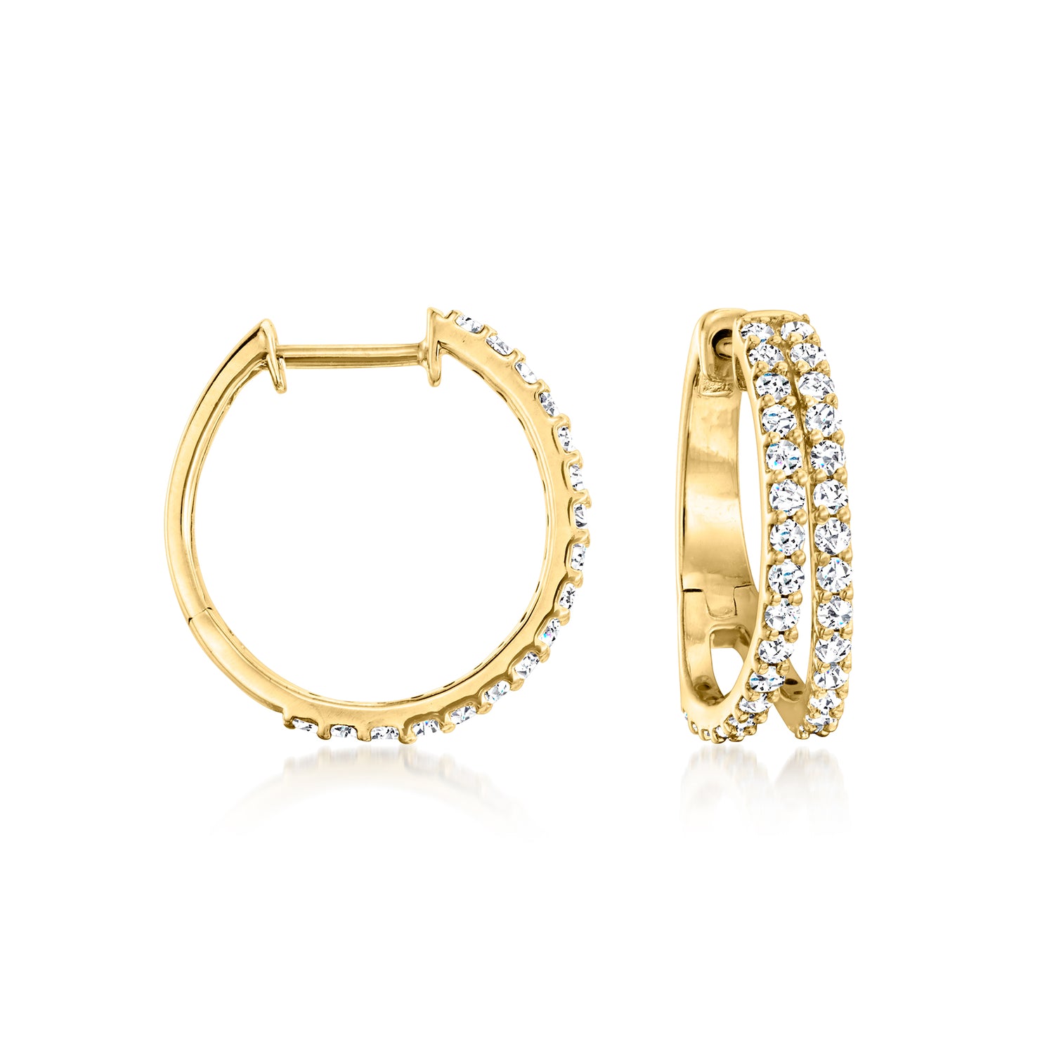 .75 ct. t.w. Lab Grown Diamond Double-Hoop Earrings in 18kt Gold Over Sterling