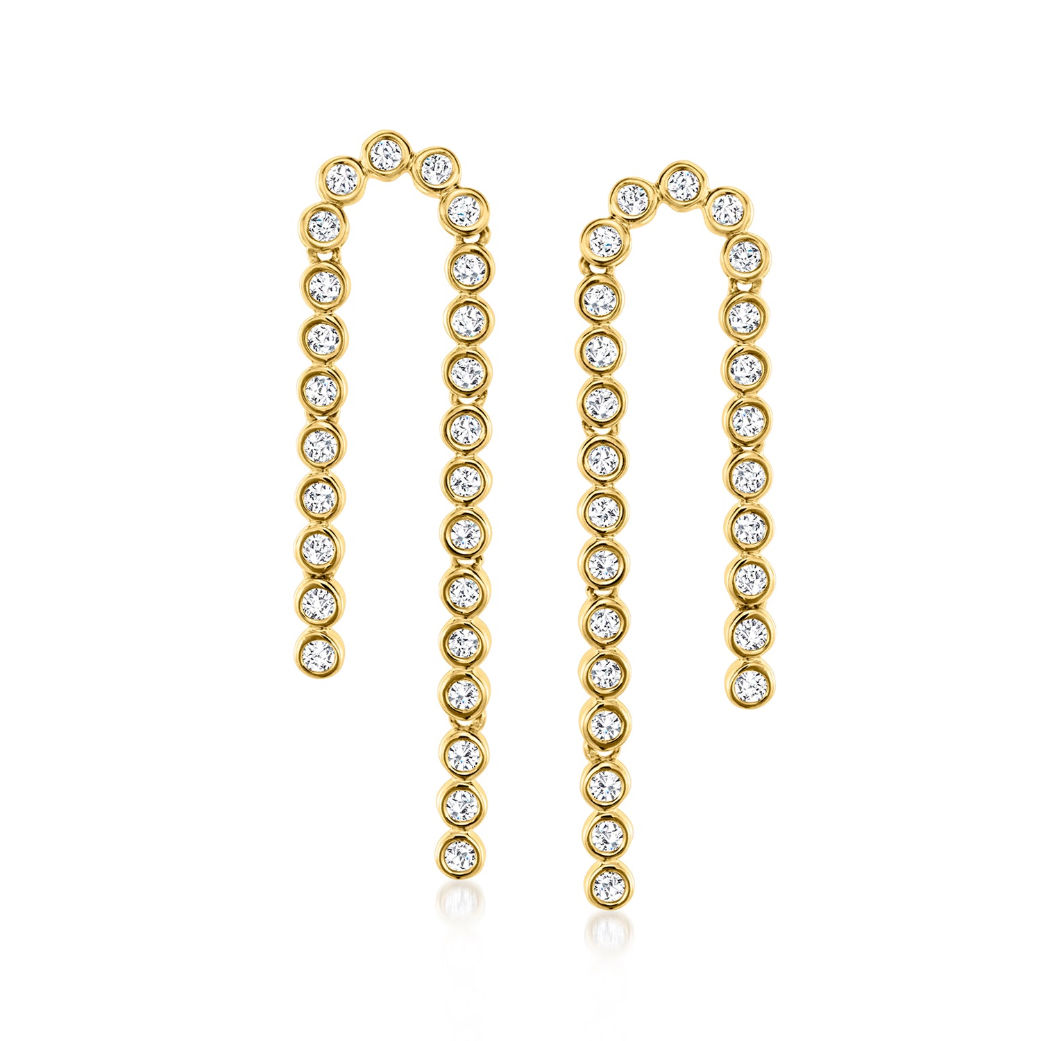 1.00 ct. t.w. Bezel-Set Diamond Beaded Drop Earrings in 18kt Gold Over Sterling