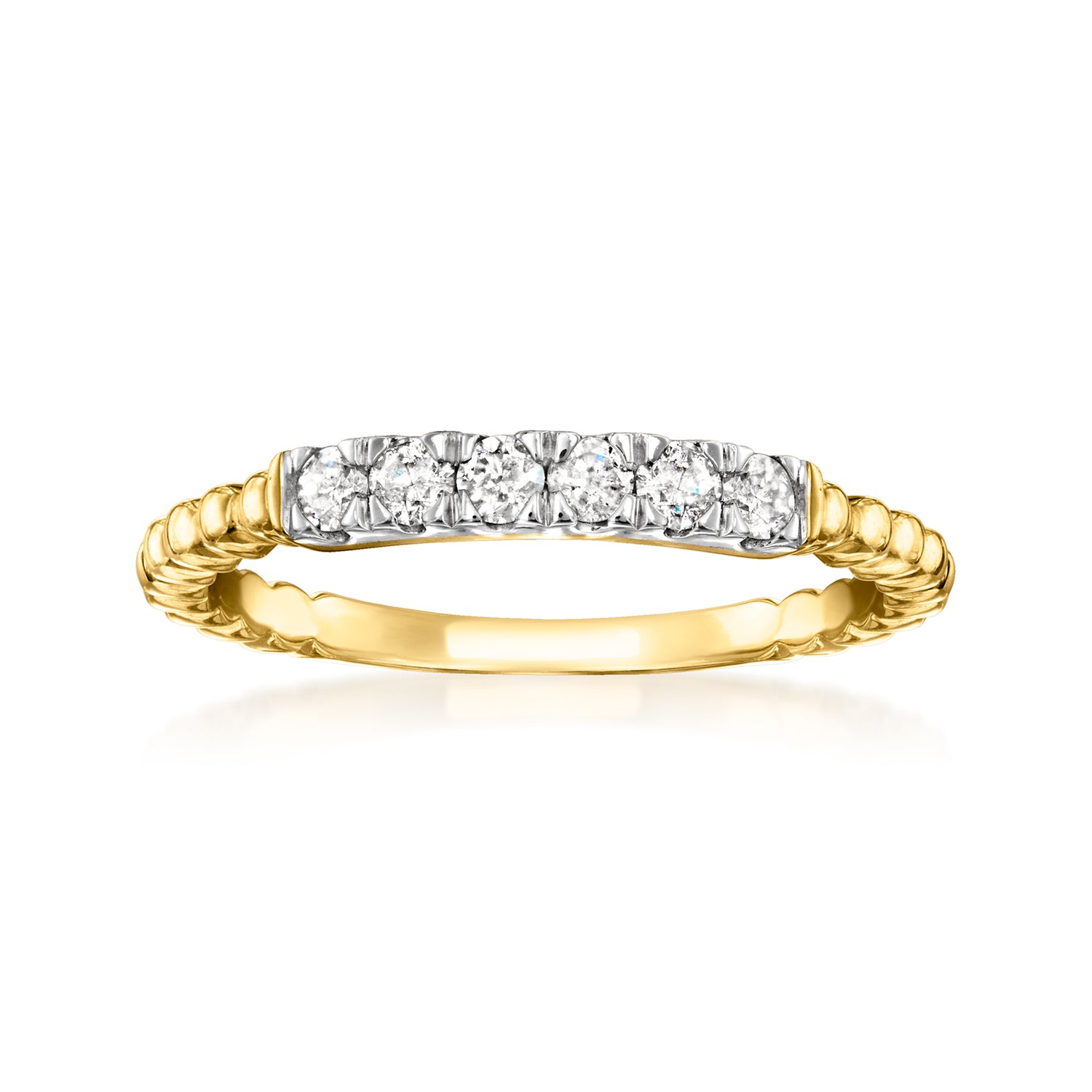 .25 ct. t.w. Diamond Beaded Ring in 18kt Gold Over Sterling