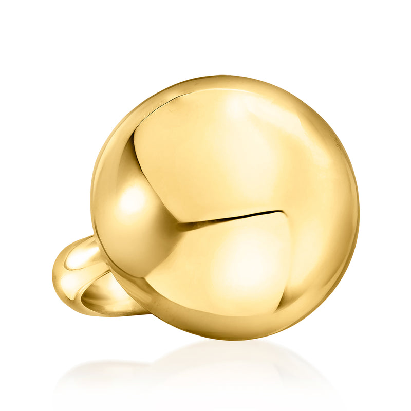 Gold over sterling dome ring, smooth mirrored finish