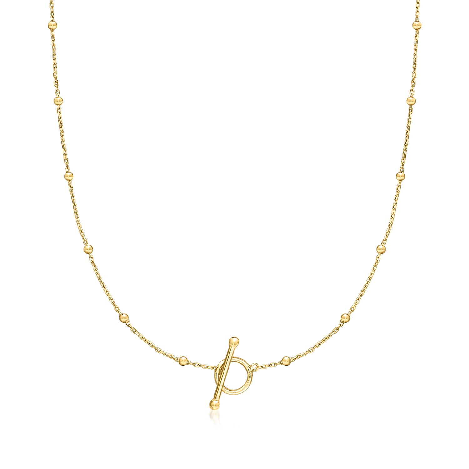 Ross-simons 18kt Gold Over Sterling Bead-station Toggle Necklace