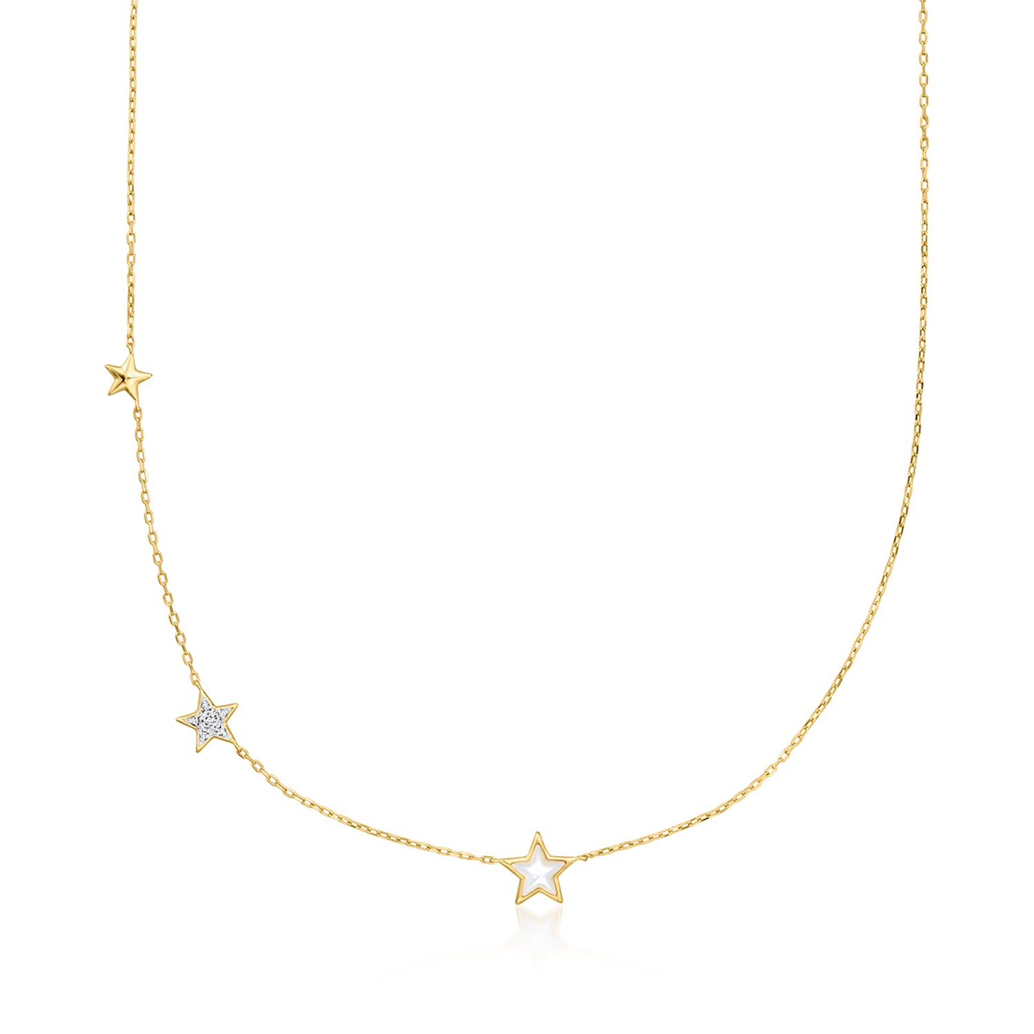 Mother-of-Pearl and Lab Grown Diamond Star Necklace in 18kt Gold Over Sterling