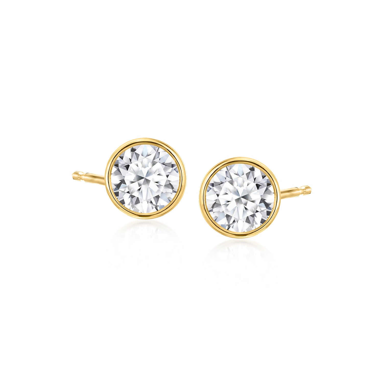 Ross-simons 1.00 Ct. T.w. Bezel-set Lab Grown Diamond Stud Earrings In 14kt Yellow Gold