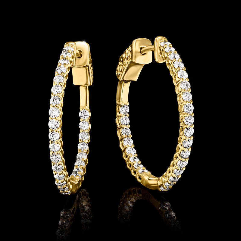 14kt yellow gold inside-outside hoop earrings with lab-grown diamonds