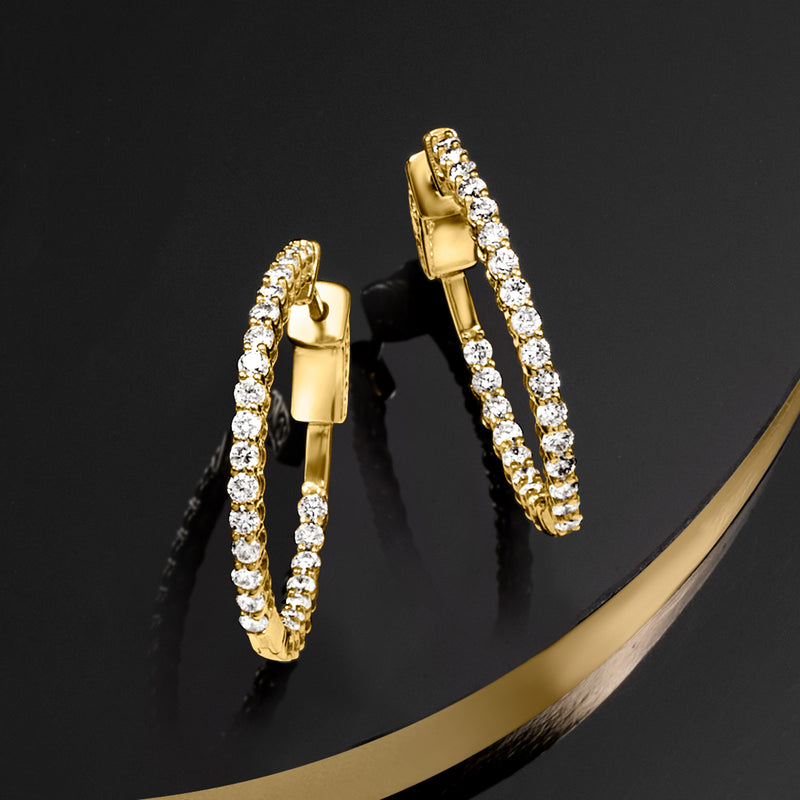 Diamond hoop earrings in 14kt yellow gold